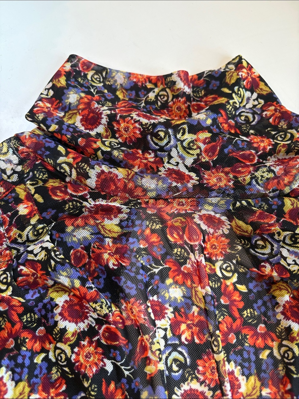 Free People All Dolled Up Black Floral Print Mesh Long Sleeve Crop Top - Picture 2 of 10